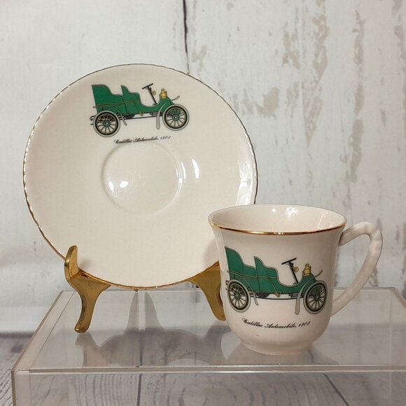 Demitasse Tea Cup And Saucer 1903 Cadillac New York State Thruway Porcelain - Picture 1 of 14